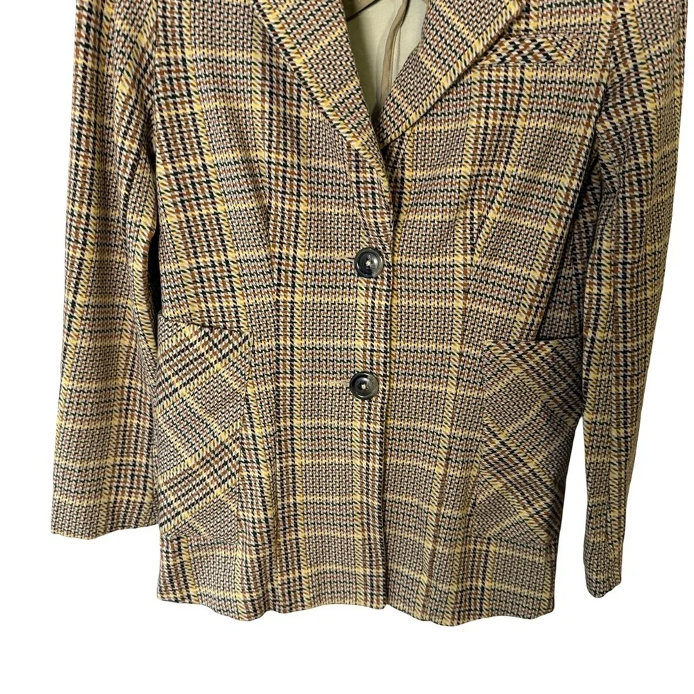 CAbi Women's Plaid Blazer - Black and Tan Size 0 Office Preppy Fall Checkered - Picture 10 of 14